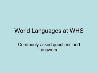 World Languages at WHS