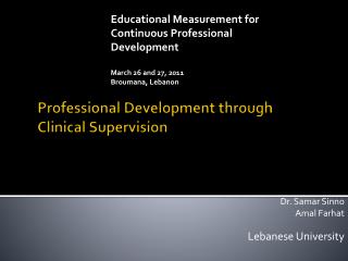 Professional Development through Clinical Supervision