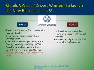 Should VW use “Drivers Wanted” to launch the New Beetle in the US?