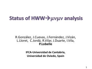 Status of HWW  mnmn analysis