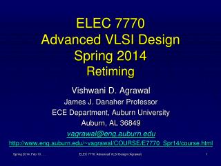 ELEC 7770 Advanced VLSI Design Spring 2014 Retiming