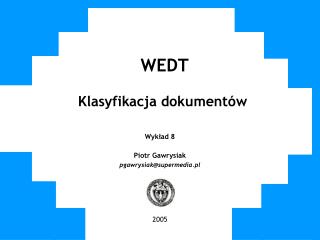 WEDT Klasyfikacja dokumentów