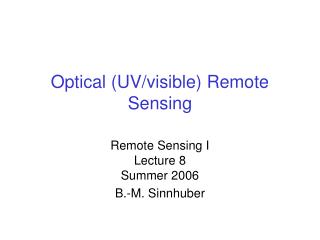 Optical (UV/visible) Remote Sensing