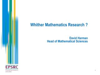 Whither Mathematics Research ?