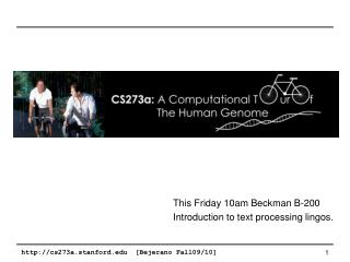 This Friday 10am Beckman B-200 Introduction to text processing lingos.