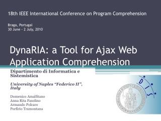 DynaRIA : a Tool for Ajax Web Application Comprehension