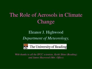 The Role of Aerosols in Climate Change