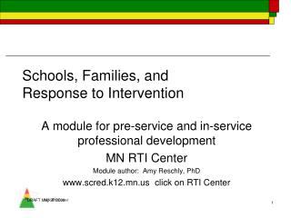 Schools, Families, and Response to Intervention