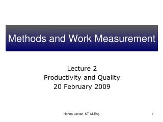 Methods and Work Measurement