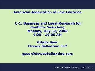 Dewey Ballantine LLP
