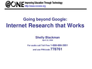 Going beyond Google: Internet Research that Works