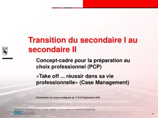 Transition du secondaire I au secondaire II