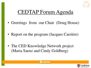 CEDTAP Forum Agenda