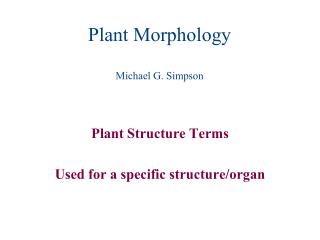 Plant Morphology Michael G. Simpson