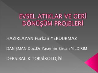 EVSEL ATIKLAR VE GERİ DÖNÜŞÜM PROJELERİ