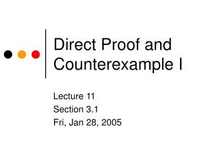 Direct Proof and Counterexample I