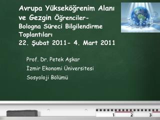 Prof. Dr. Petek Aşkar İzmir Ekonomi Üniversitesi Sosyoloji Bölümü