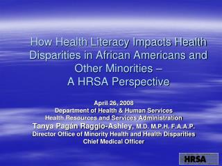 April 26, 2008 Department of Health &amp; Human Services Health Resources and Services Administration