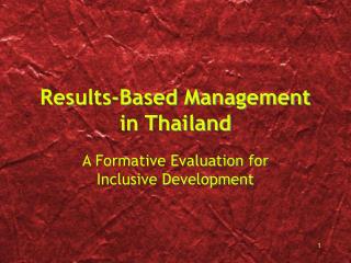 Results-Based Management in Thailand