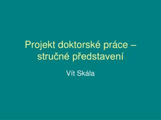 Projekt doktorské práce – stručné představení