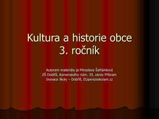 Kultura a historie obce 3. ročník