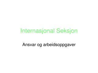 Internasjonal Seksjon