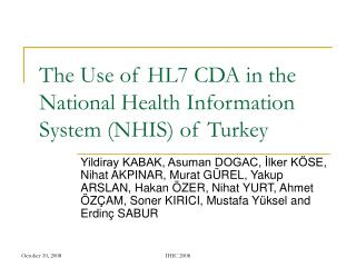 The Use of HL7 CDA in the National Health Information System (NHIS) of Turkey