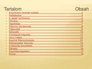 Tartalom Obsah