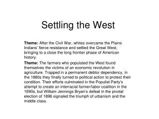 Settling the West