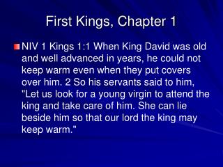First Kings, Chapter 1