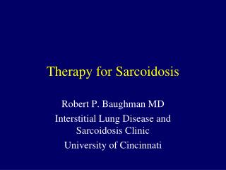 Therapy for Sarcoidosis
