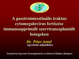 A gasztrointesztinális traktus cytomegalovírus fertőzése immunsupprimált szervtranszplantált