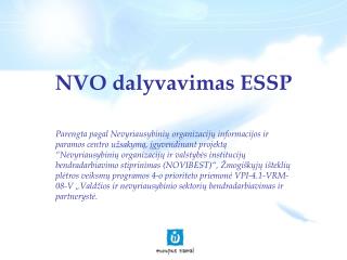 NVO dalyvavimas ESSP