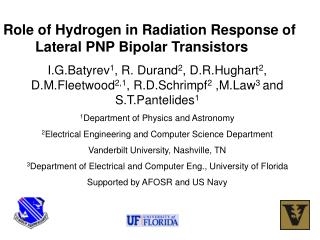 Role of Hydrogen in Radiation Response of 	Lateral PNP Bipolar Transistors