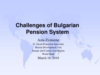 Challenges of Bulgarian Pension System