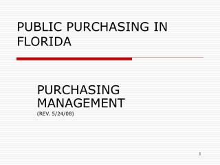 PUBLIC PURCHASING IN FLORIDA