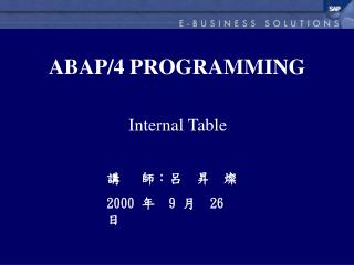 ABAP/4 PROGRAMMING