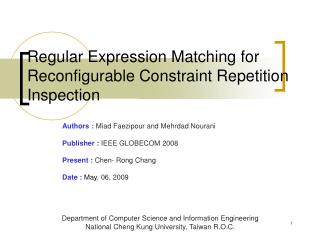 Regular Expression Matching for Reconfigurable Constraint Repetition Inspection
