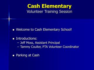 Cash Elementary Volunteer Training Session