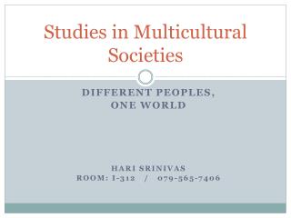 Studies in Multicultural Societies