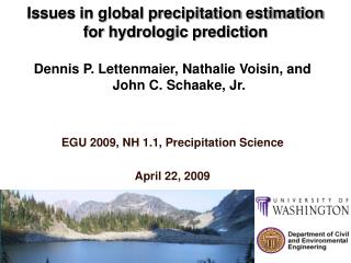 Issues in global precipitation estimation for hydrologic prediction