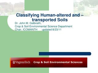 Classifying Human-altered and –transported Soils