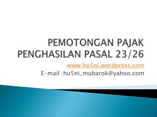 PEMOTONGAN PAJAK PENGHASILAN PASAL 23/26