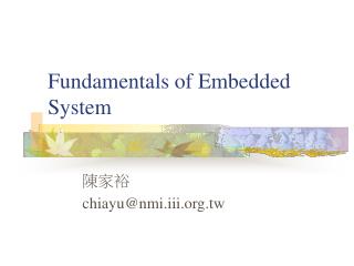 Fundamentals of Embedded System