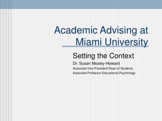 Academic Advising at Miami University