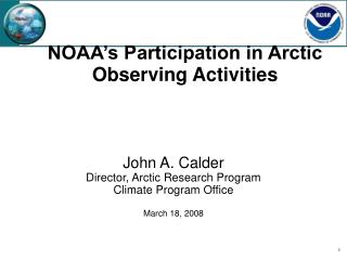 NOAA’s Participation in Arctic Observing Activities