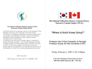  ” Where is North Korea Going? ”    Professor Han S.Park (University of Georgia)