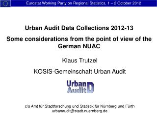 Eurostat Working Party on Regional Statistics, 1 – 2 October 2012