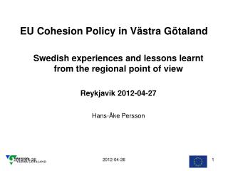 EU Cohesion Policy in Västra Götaland