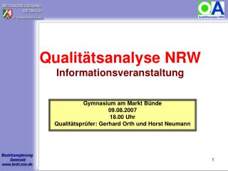 Qualitätsanalyse NRW Informationsveranstaltung